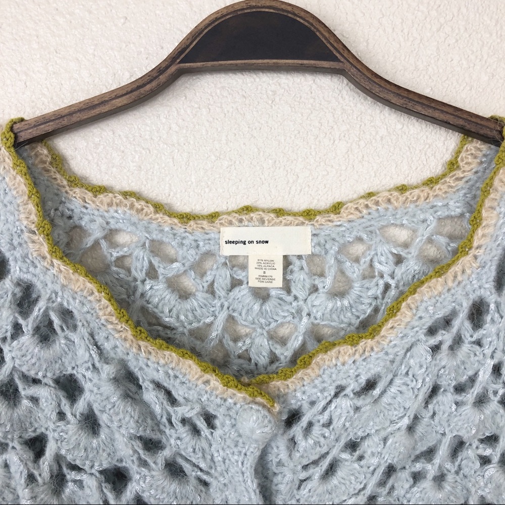✖️SOLD✖️•SLEEPING on SNOW• Alpaca Crochet  Sweater - Picture 3 of 8